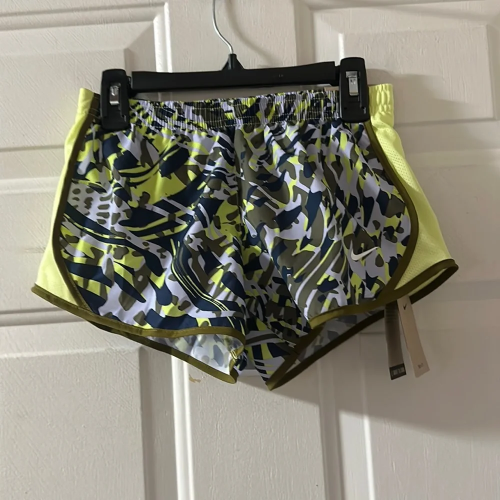 Nike DRI-FIT Tempo Running Shorts: GREEN/PURPLE PRINT: NWT: SIZE S